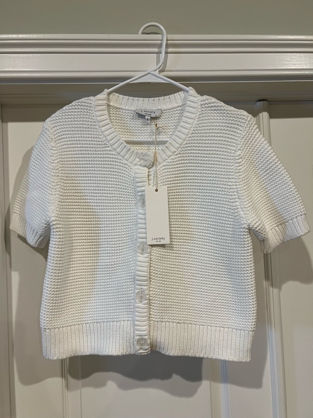 NWT - J. Society White Knit Short Sleeve Cardigan size S